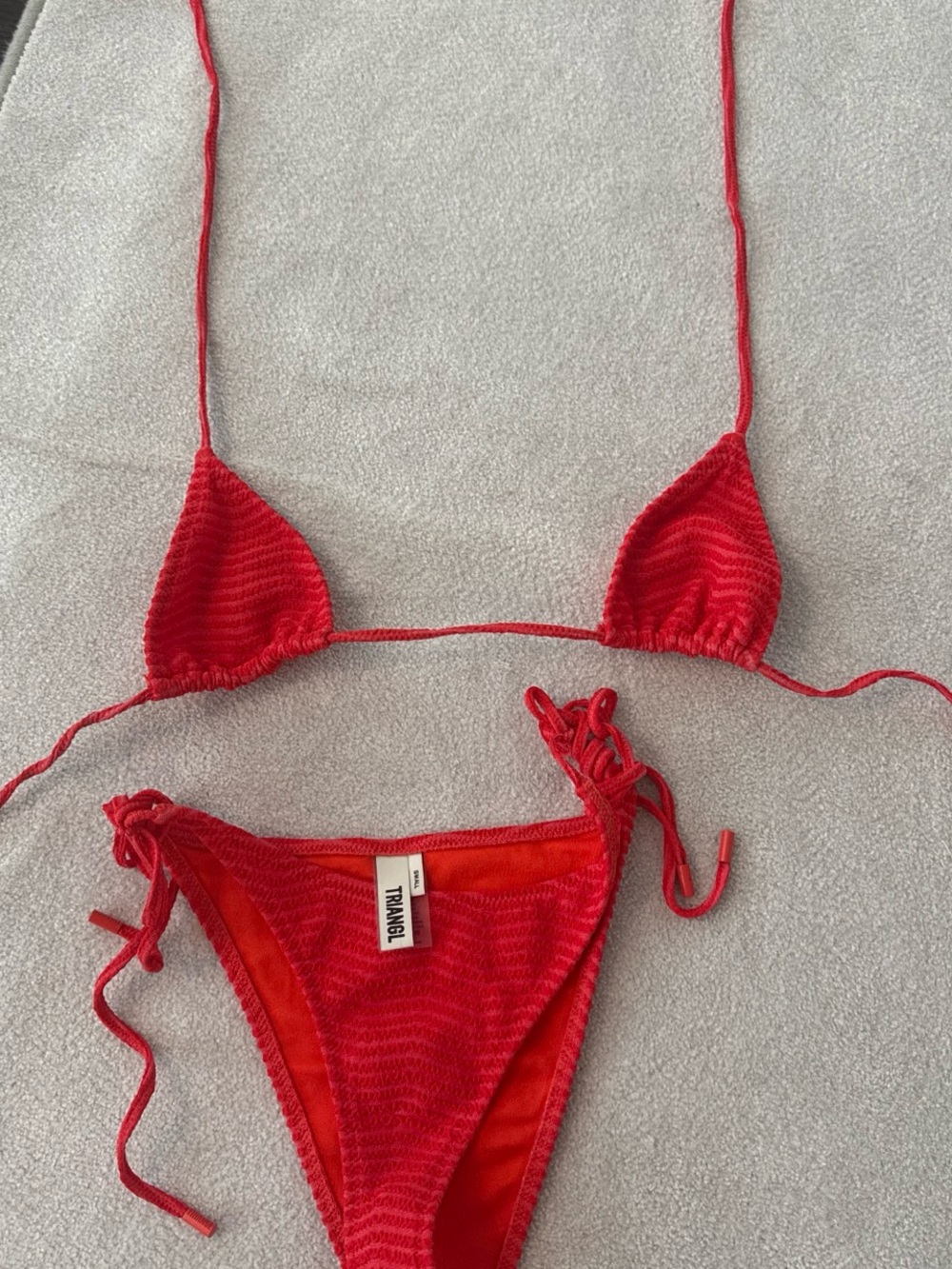 triangl swimwear Red Textured String Bikini size small bottom xs top